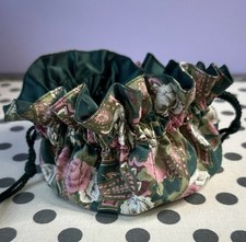 Fabric Drawstring Jewelry/Makeup Bag Pink Green Tassels Travel Pouch Organize