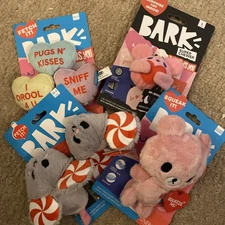 Official Bark Barkbox Dog Toys Lot of 4 XS/S Hearts Slippers NWT