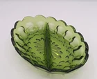 Vintage Anchor Hocking Avocado Green Fairfield Divided Relish Dish