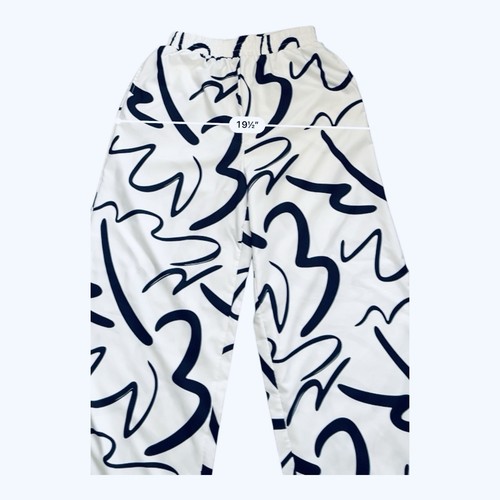 Emery Rose wide-leg pull-on Pants L white black geometric print elastic waist - Bild 5 von 15