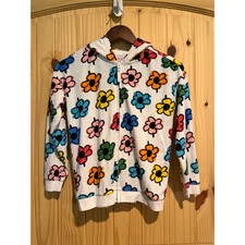 Hanna Andersson Kids White Multi Color Floral French Terry Zip Up Hoodie Size 10