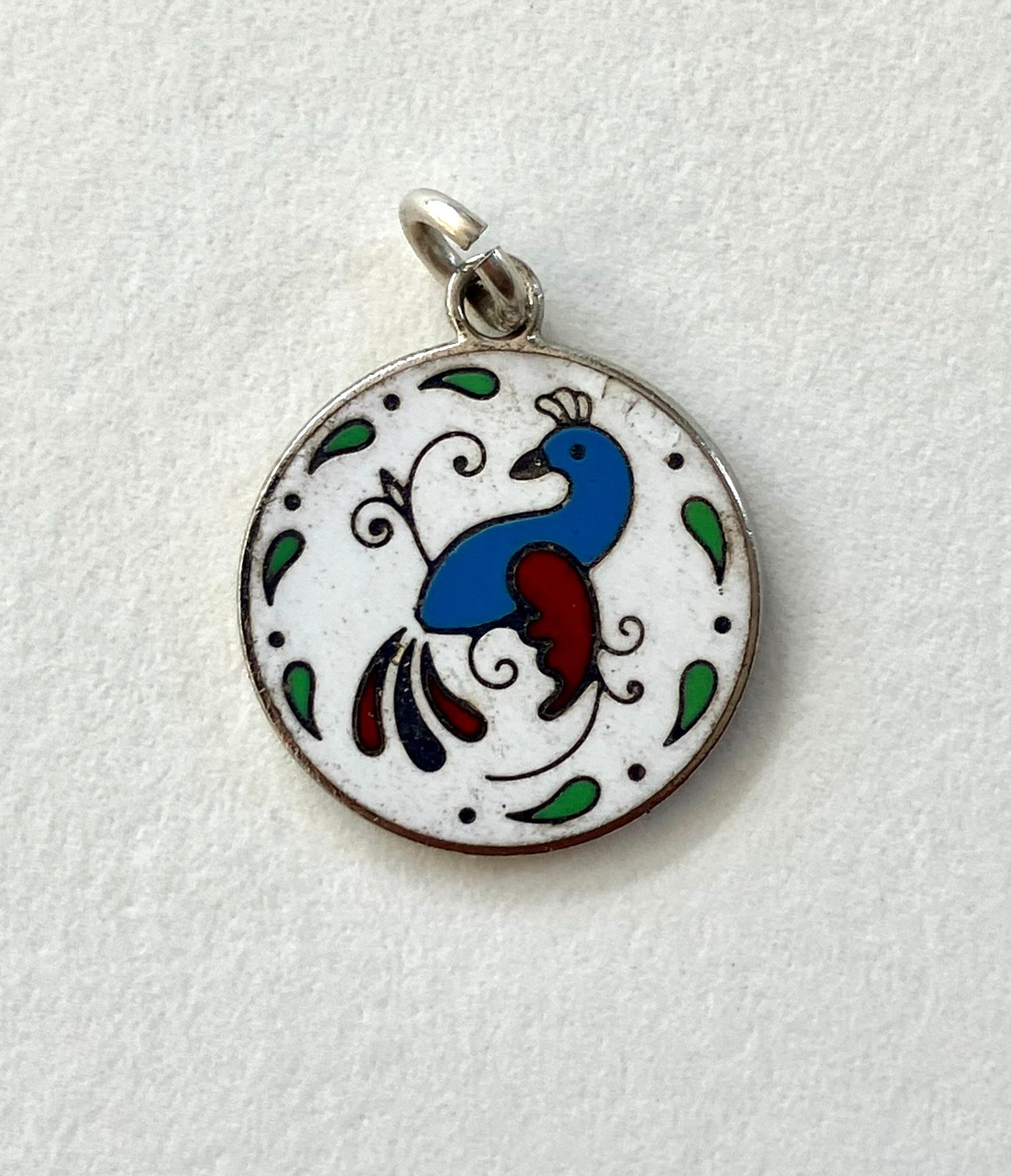 Vintage sterling silver enamel charm, Pennsylvania hex symbol