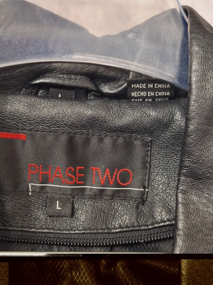 VTG Mens Genuine Leather Trench Coat Large Black Double Breasted Full Length Y2K - Image 4 of 4