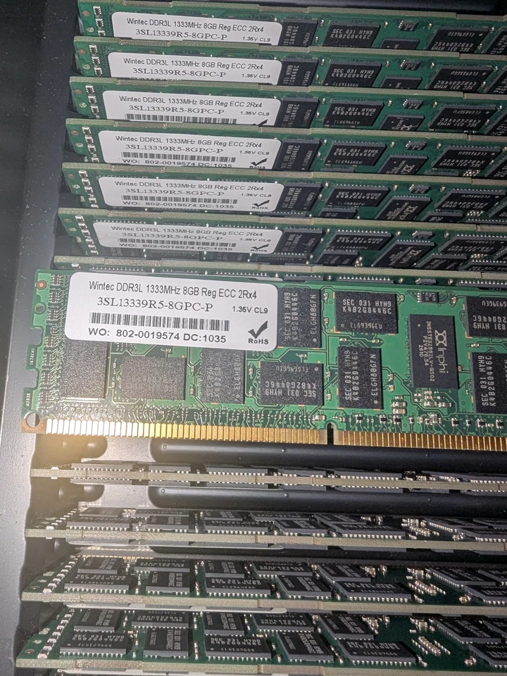 NEW Wintec 128GB 16x 8GB PC3L-10600R Reg ECC 2Rx4 Server RAM 3SL13339R5-8GPC-P - Image 2 of 4