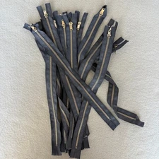 Vintage 11" Talon metal zipper - navy blue - closed end - silver - NOS