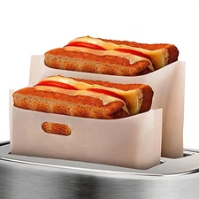 12Pcs Non-Stick Toaster Bags Reusable – 6.7"X7.5" Grilled Cheese Bags, Heat-Resi