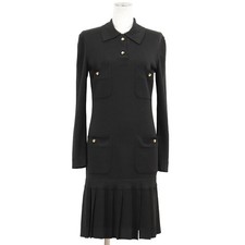 CHANEL Vintage Dress Size 36 Women 30837 Knit 100% Wool Black