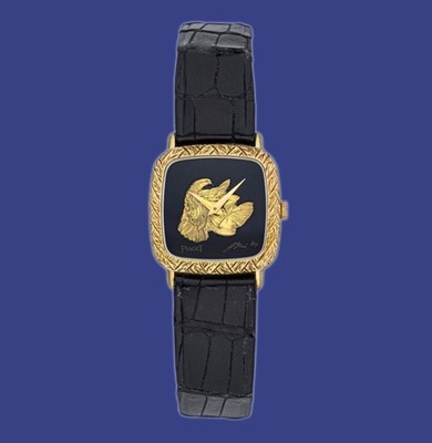 Vintage 1970s Piaget watch in 18K Yellow Gold with Black