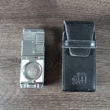 Colibri Lighter With Cigar Cutter And Leather Case 3610 Empty