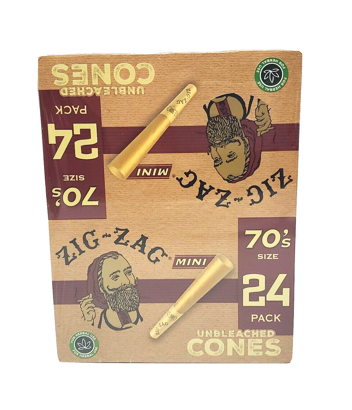 Zig Zag Unbleached Cones Mini 70s 12 Packs Of 24 total 288 ct