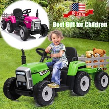 12V Kids Ride on Electric Tractor  Trailer w/ Remote  MP3 Player LED Light NEW