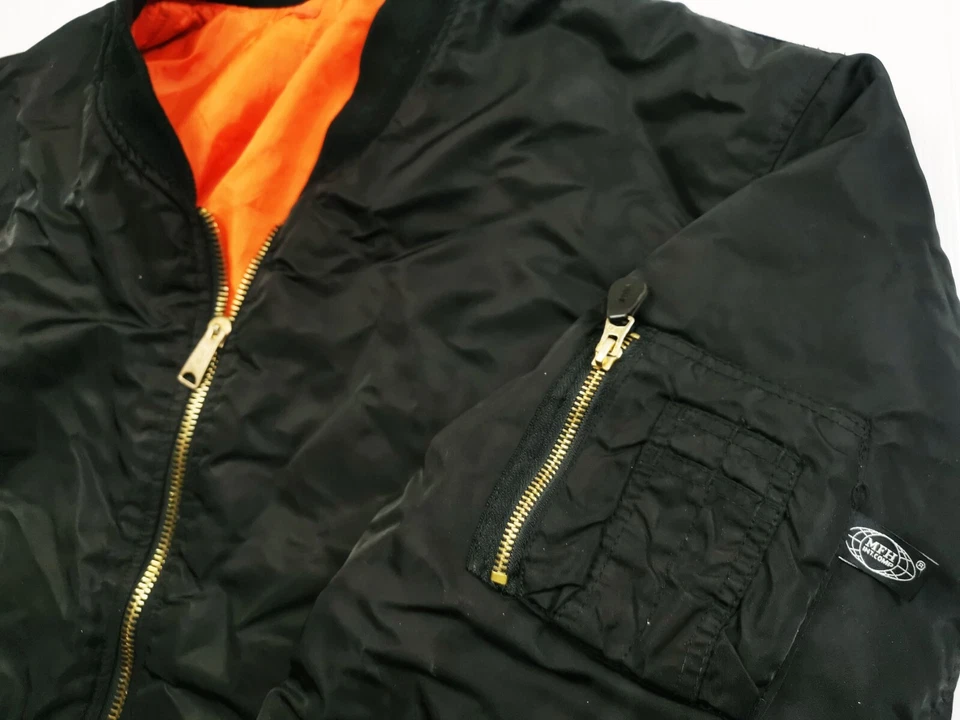 *LO ÚLTIMO Chaqueta Para Hombre MFH FLYER'S @ MA1 BOMBARDERO REVERSIBLE VUELO MILITAR NEGRA 4XL Foto 3 de 4