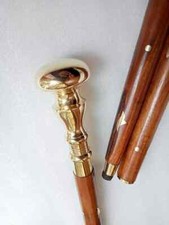 Antique Brass Long Knob Head Handle Premium Wooden Walking Stick Cane Style Gift