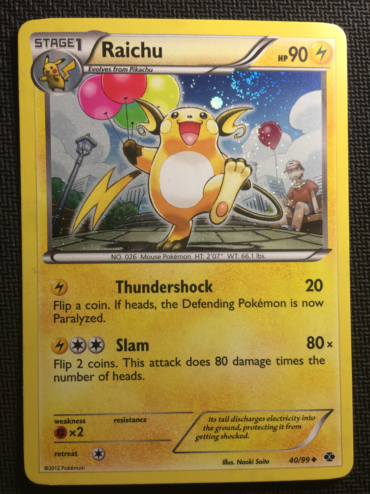Raichu 40/99 Alternate Cosmos holo Next Destinies Pokemon TCG card LP Swirl