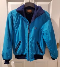 Vintage Eddie Bauer BLUE Jacket Women Sz M Fleece Lined Bomber Made In USA