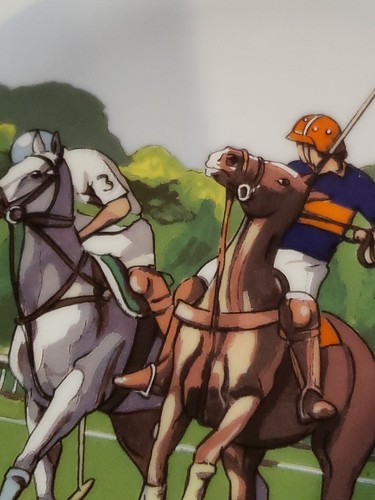 Phillipe Deshoulieres Porcelain Limoges France Polo Ponies Sports Plate 8 1/2" - Picture 9 of 9