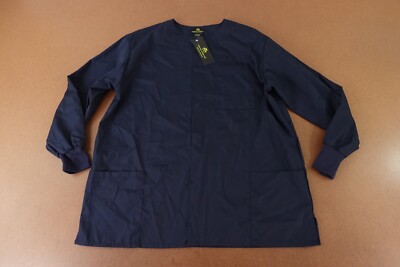 Natural Uniforms Women's Large Navy Blue Three-Pocket Warm Up Scrub Jacket NWT