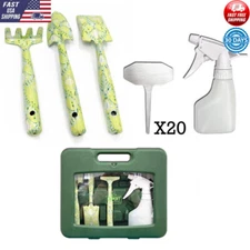 24-Piece Green Gardening Tool Set W/Carrying Case & Plant Markers Indoor/Outdoor