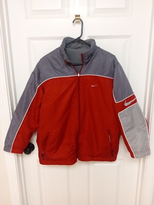 Nike Reversible Winter Jacket Coat YOUTH Sz Large Fleece Nylon 