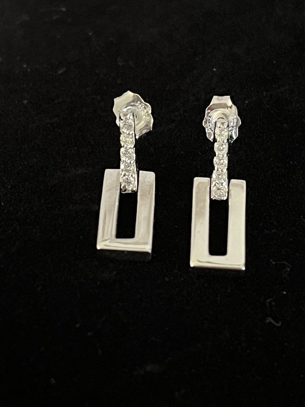 CZ Drop Dangle Rectangle CC China Earrings