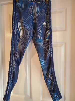 Adidas Originals Geology Wavy Print Mid Rise Stretch Leggings Running Pants 12