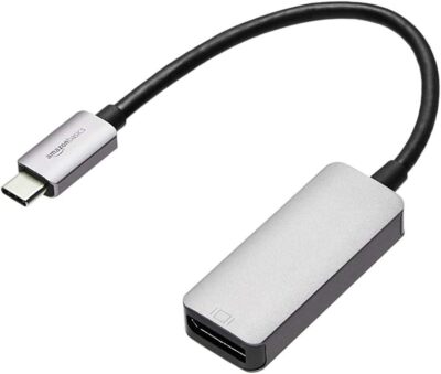 Amazon Basics Aluminum USB-C to DisplayPort Adapter (4K @60Hz), Thunderbolt 3 Co