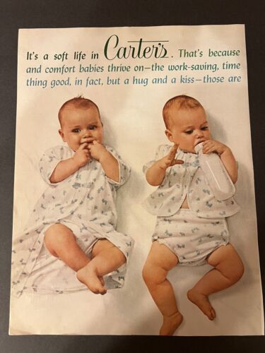 Vtg CARTER'S Baby Clothes-Twins-It's a Soft Life in Carter's-2 Page Print Ad-LHJ - Picture 2 of 8