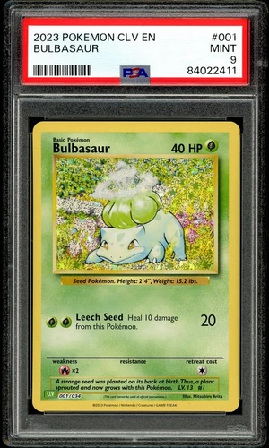 PSA 9 MINT Bulbasaur 001/034 Holo CLV EN Classic Collection Pokemon Card