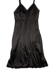 Adjustable Strap Women's 34 Black Full Slip Applique Nylon Lace Hem-Seamprufe