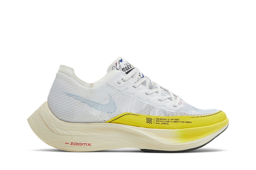 Nike Womens ZoomX Vaporfly NEXT% 2 Running Shoes White Yellow Strike DM9056-100