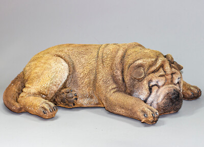 Dog Cremation Urn Ashes Shar Pei Memorial Statue Pet Grave Decor Animal Keepsake