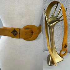 Vtg Suede Belt Amber Yellow small Sostanza