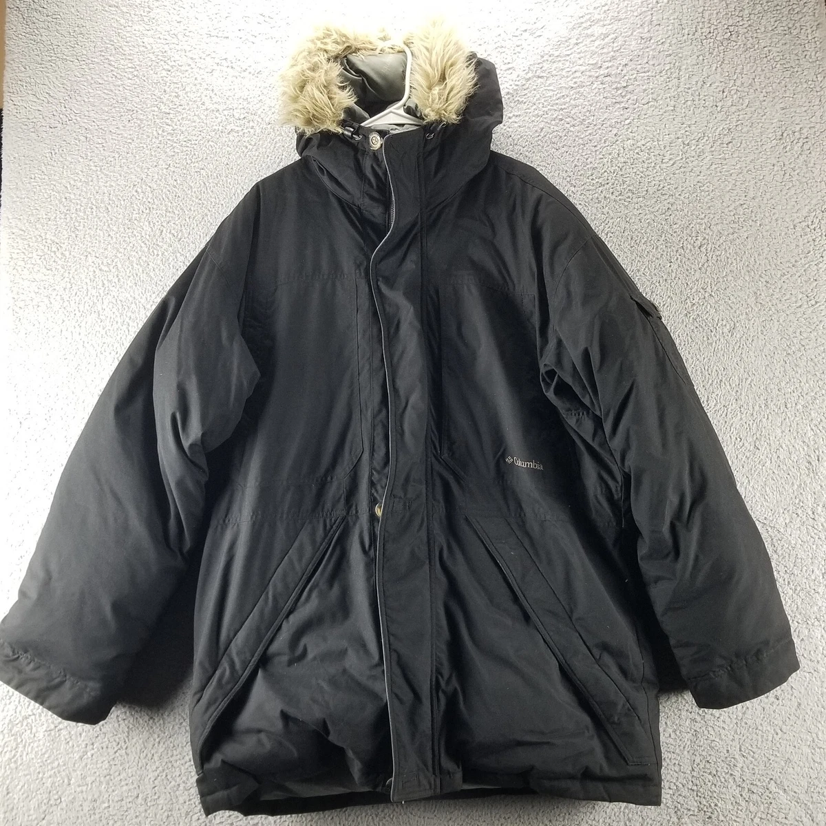 COLUMBIA Puffer Jacket Men’s Large Duck Down Thick Ice Wind Hooded Utility Parka