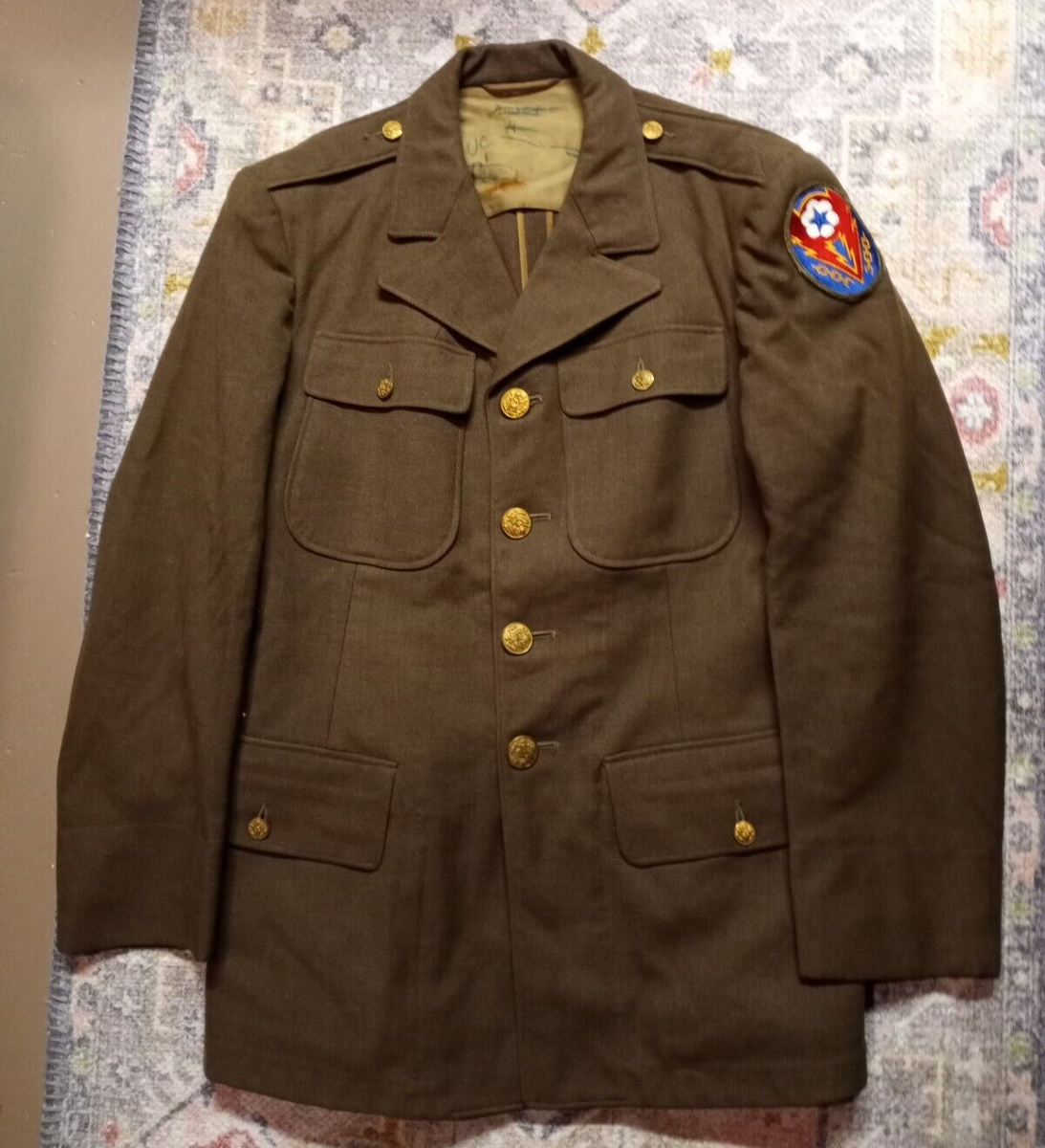WW2 US Army OD Serge Wool Service Coat, 1942 Dated, With ETO