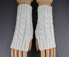 Cream cable knit arm warmer fingerless gloves warmers open thumb texting