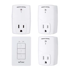 BN-LINK Wireless Wall-Mounting Remote Control Outlet Switch Power Plug In White