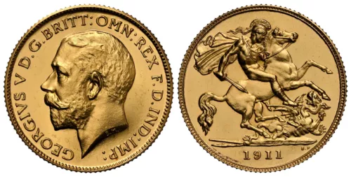 GREAT BRITAIN. George V 1911 AV Half-Sovereign. NGC PR63 S-4006; Fr.-405a
