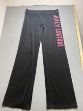 Juicy Couture Black Terry Cloth Wide Leg Pants Small Y2K