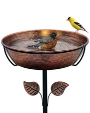 3" Deep Metal Bird Bath for Outdoors, Removable 13" Dia Bowl with Stable Upgr...