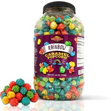 Rainbow Caramel Flavored Popcorn  26 oz Large Tub l  Red, Yellow, Green and...