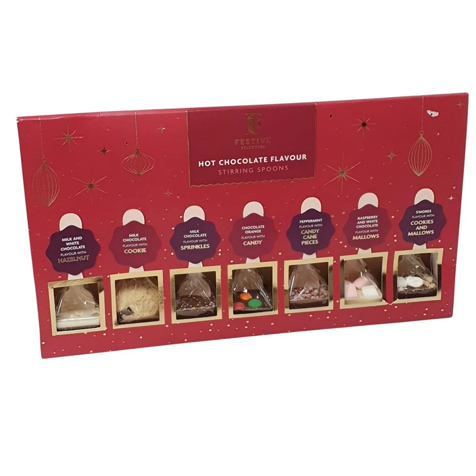Festive Hot Chocolate Stirring Spoons Gift Set 7 Assorted Flavours Christmas Box - Image 3 of 4