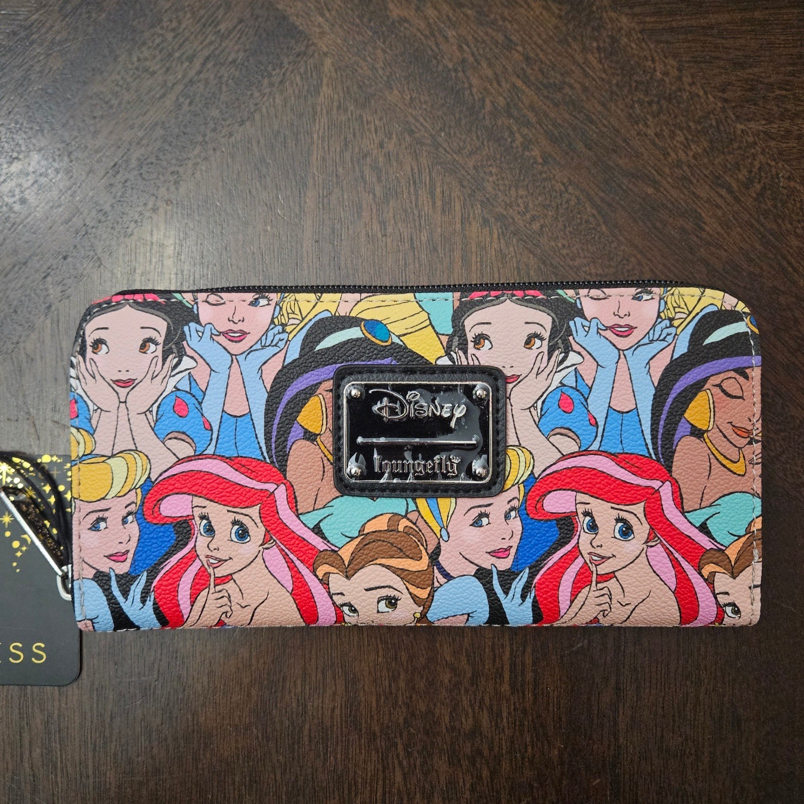 Loungefly Disney Princesses Classic Print Pebble Zip Around Wallet Multi NEW