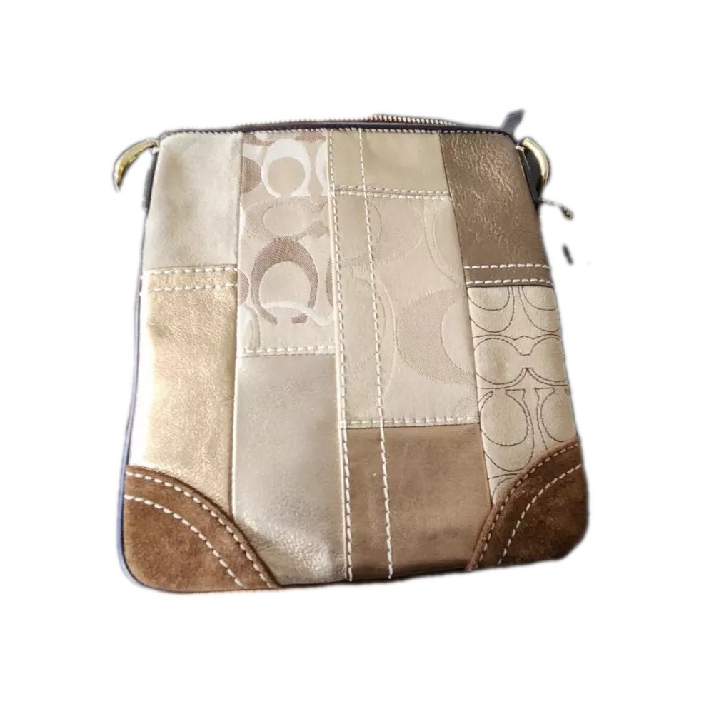 Coach Patchwork letter Swingpack browngold Messen… - image 1