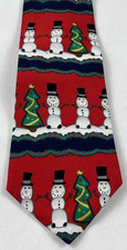 Save the Children Original Christmas Holiday Snowman Tie 100% Silk Made in USA