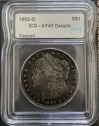 1892-O Silver Morgan Dollar ICG XF45 Details Cleaned Key Date 1892-O