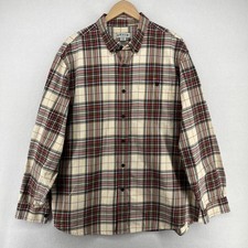 ORVIS Shirt Mens XL Heritage Tartan Plaid Twill Button Up Lumberjack Cotton Red
