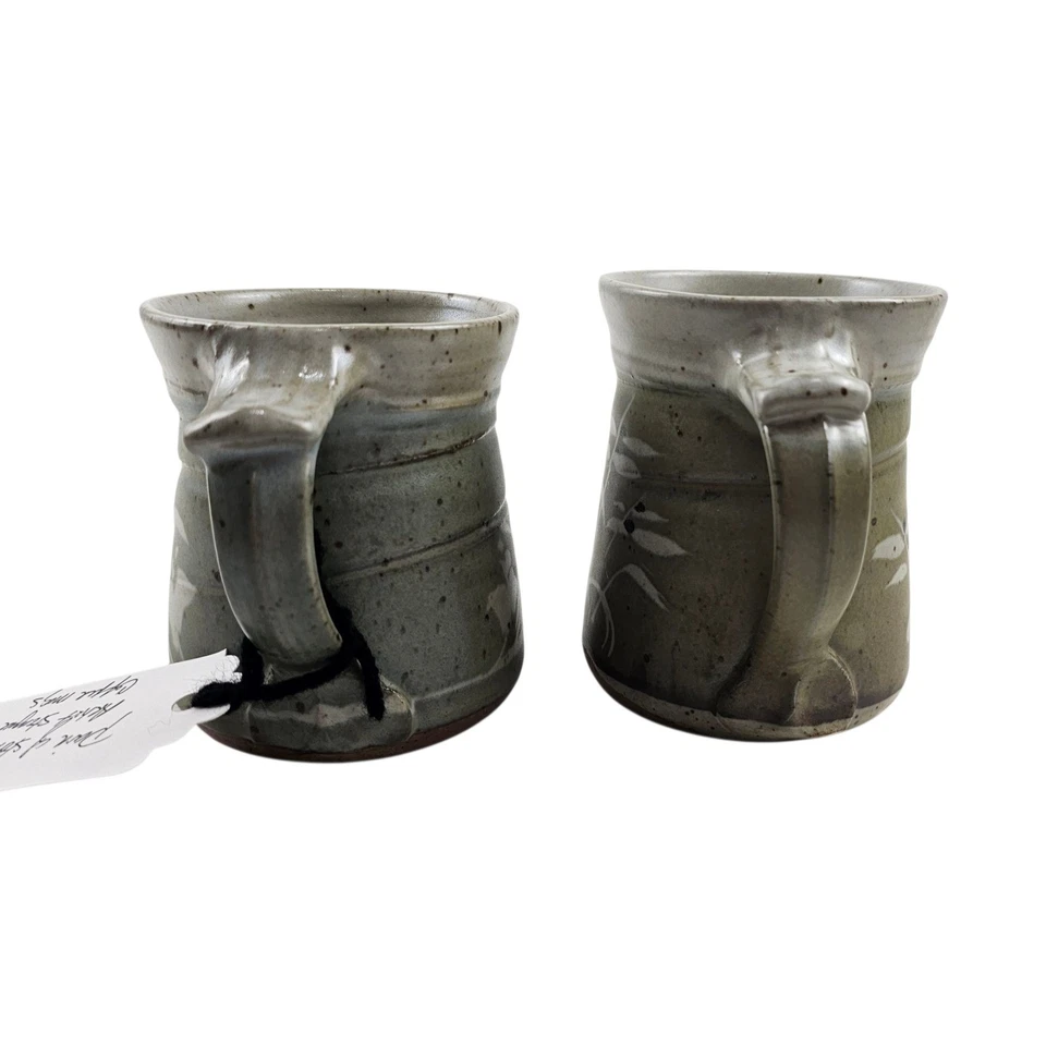 Набор кофейных кружек ручной работы из керамики, керамические кружки с подписью художника, коттеджкор - Изображение 2 из 4