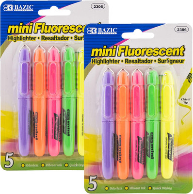 Mini Highlighter Pen Assorted Color, Chisel Tip Broad Fine Line Highlighters, Un