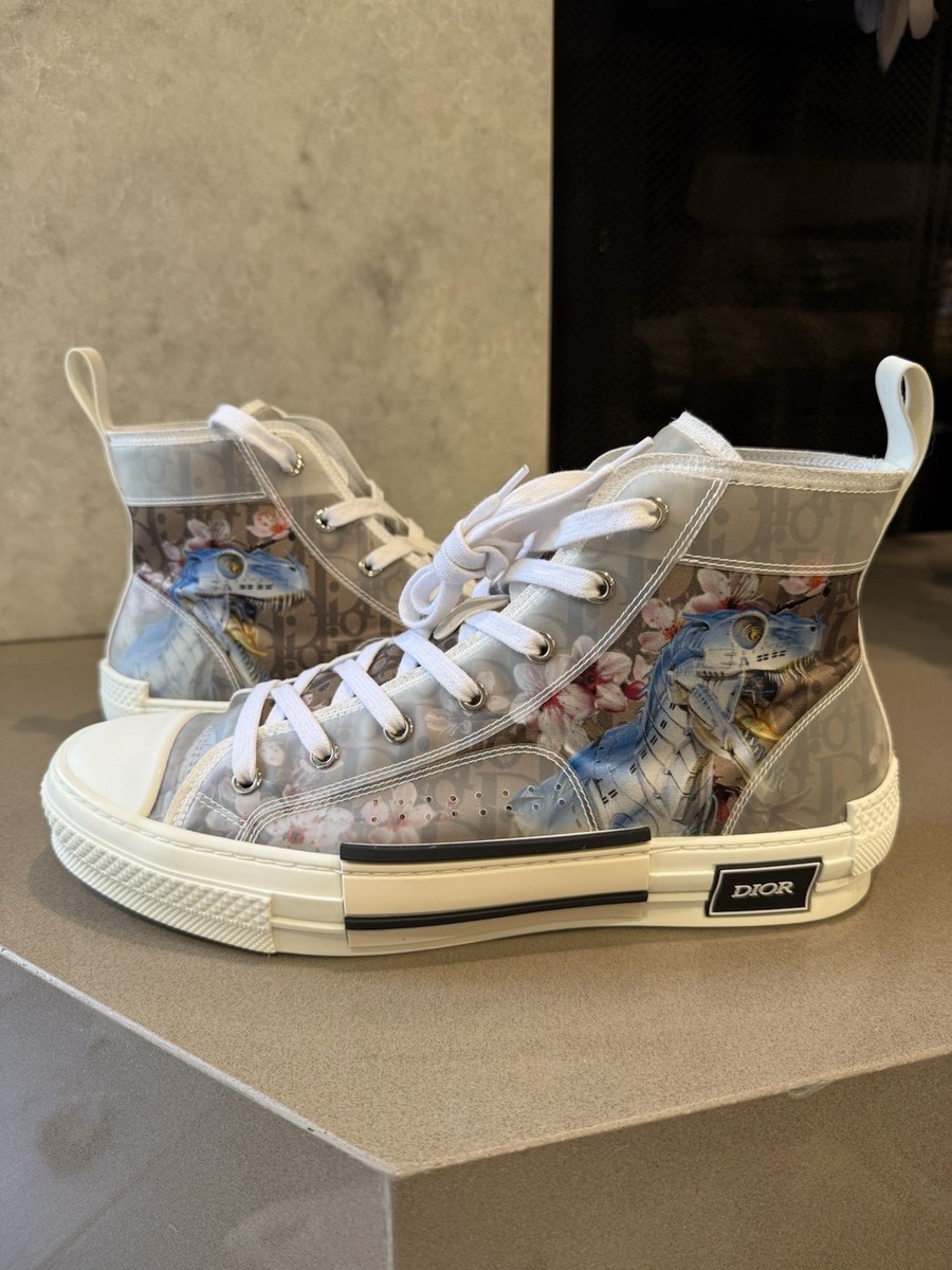 DIOR B23 ハイカットスニーカー オブリーク 43 Dior Sorayama B23 Floral Dinosaur Oblique Sneakers - Size 43 (US