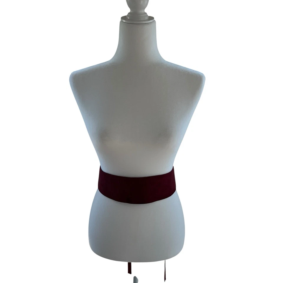 Винтажный женщин искусственной замши галстук заявление широкий ремень золото акценты клюквы красный - Изображение 2 из 4